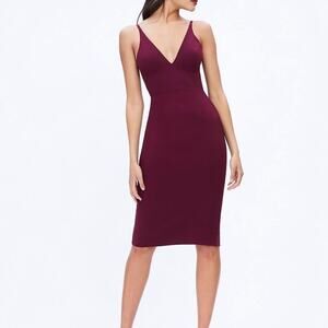 Dress The Population Lyla Purple Burgundy Plunging Sleeveless Bodycon Dress
